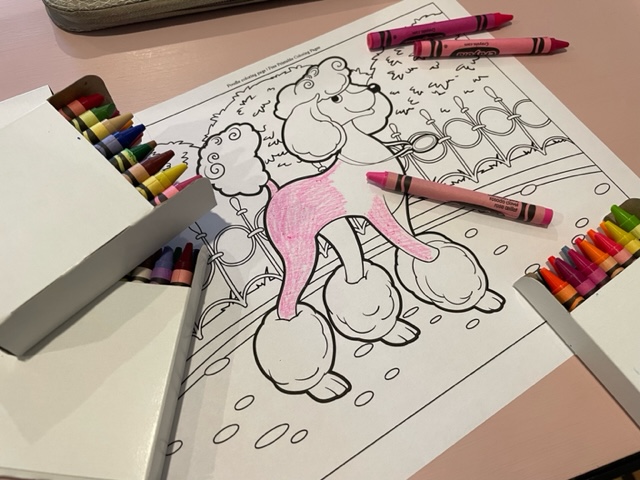 coloring book pink poodle